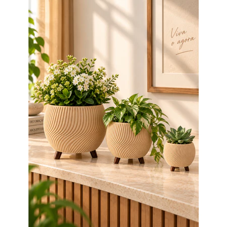 Vaso Decorativo com Pés para Plantas Pequeno/Médio/Grande ou Kit 3 peças