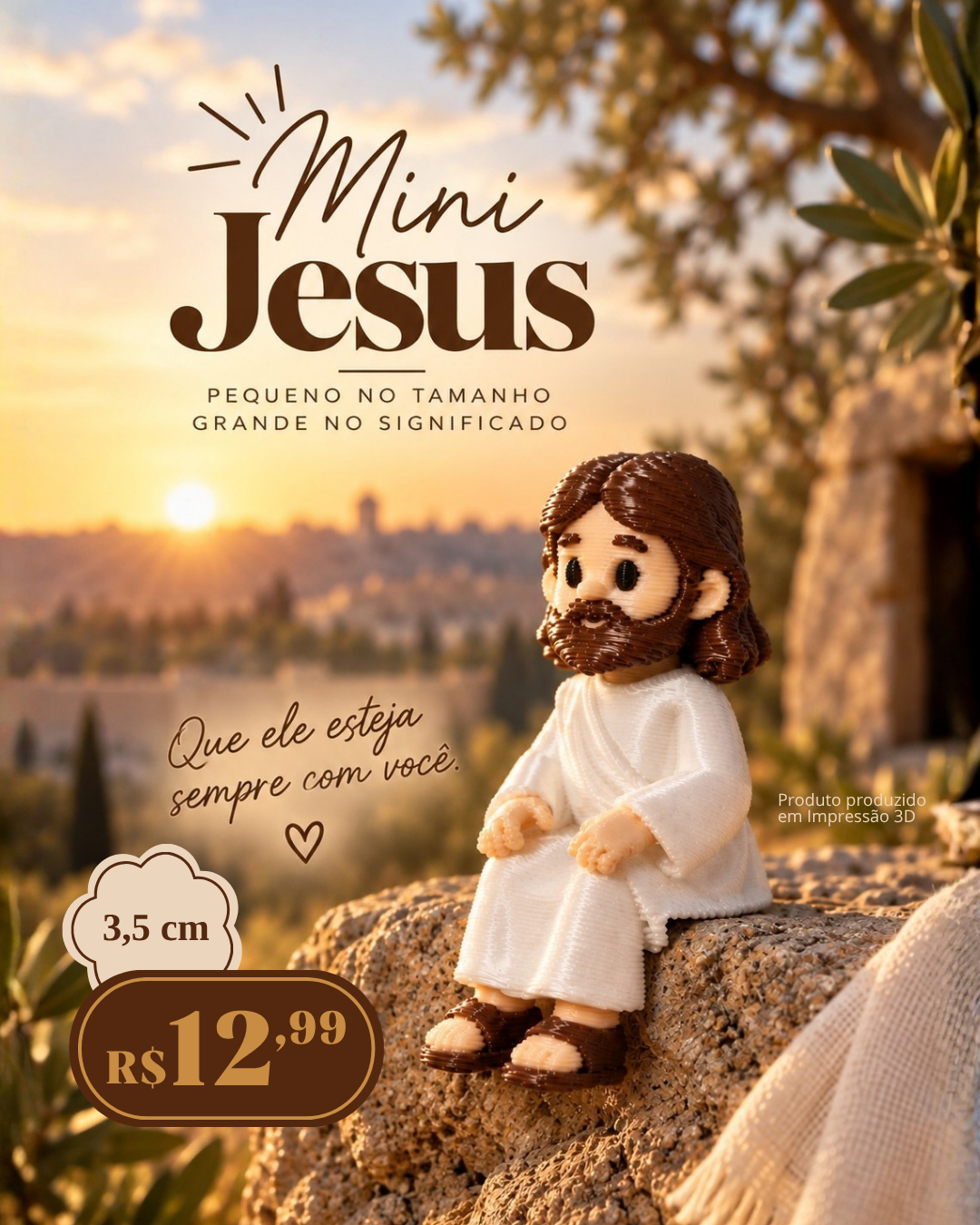 Mini Jesus Cristo 3,5cm Miniatura Religiosa Decoração Fé Presente Lembrancinha