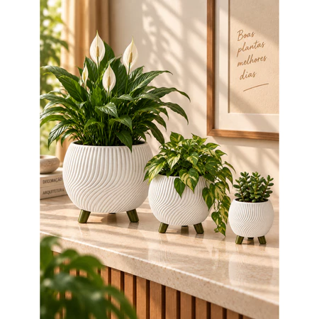 Vaso Decorativo com Pés para Plantas Pequeno/Médio/Grande ou Kit 3 peças - BR